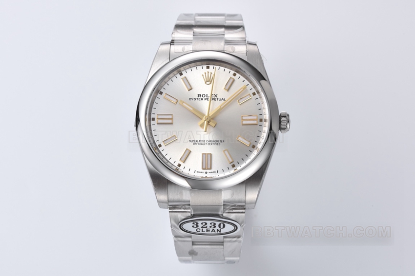 C Factory Rolex Oyster Perpetual 41mm silver dial 1:1 super clone with 3230 movement top-level replica