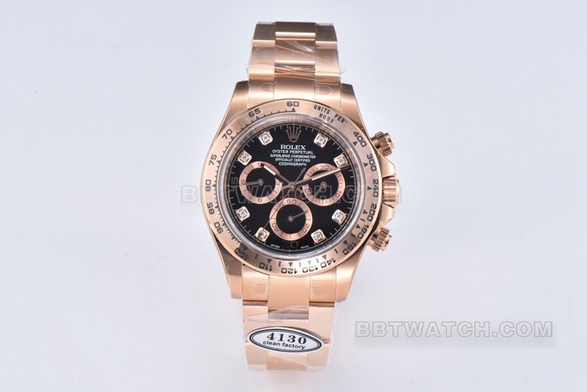 Rolex Clean Factory 116505 Daytona 1:1 Super A Enameled Black Dial Rose Gold Mechanical Steel Belt