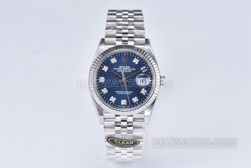 C fábrica datejust rolex rolex 36mm azul brilhante xadrez dial super clone 36mm moissanite broca relógio m126234-0057