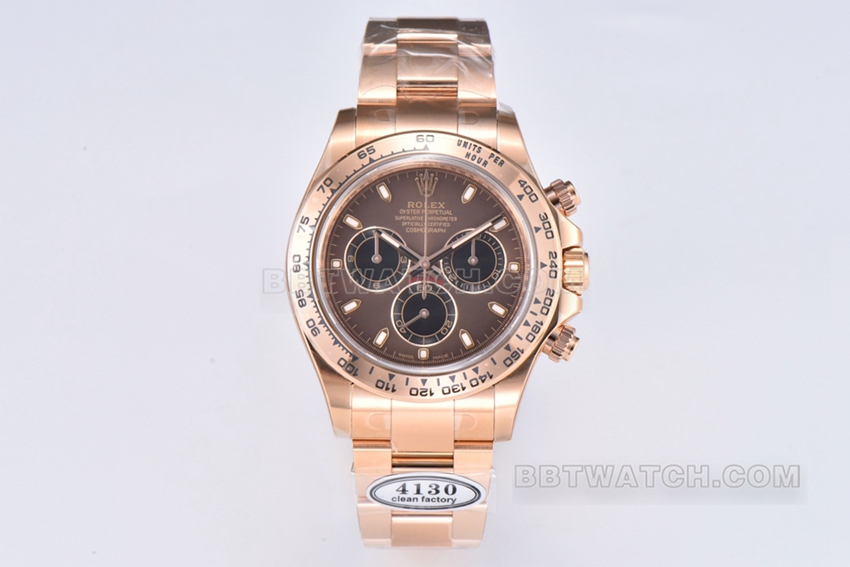 Rolex Daytona m116505-0013 Replica: Clean Factory Rose Gold Ditonner with Coffee Dial and Steel Strap