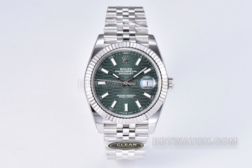 C Factory Rolex Datejust 126334 Super Clone com mostrador verde xadrez de 41 mm com movimento 3235