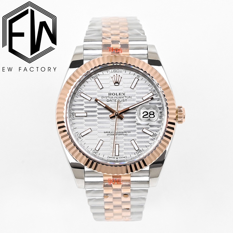 Rolex Datejust 126331 by EW Factory: high-quality 1:1 replica with silver textured dial, 41mm steel case, 3235 movement
