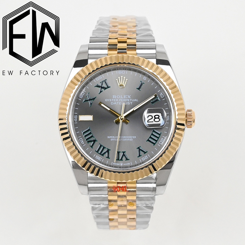 EW Rolex Datejust 41mm super clone dark grey dial mechanical stainless steel bracelet 126333