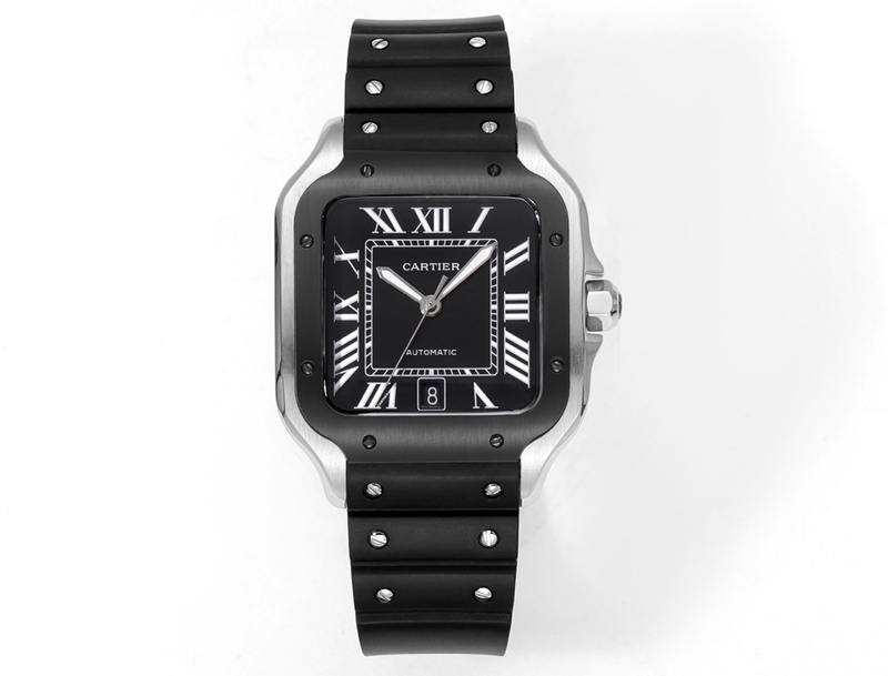 Cartier Santos WSSA0039 AF Factory 1:1 Clone: Black Dial Rubber Strap Mechanical Watch Review