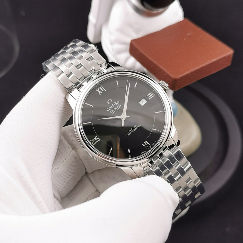 KY Omega De Ville 424.10.40 Top-Level 1:1 Imitation, Black Dial, Stainless Steel Strap, 9015 Movement