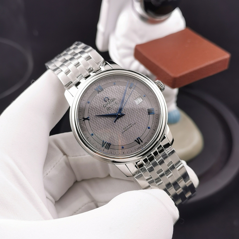 Omega De Ville Original Factory Super Clone, graues Zifferblatt, mechanisches Stahlarmband 424.10.40