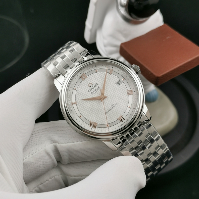Omega De Ville Super A KY, mechanischer Super-Klon aus Edelstahl mit silbernem Zifferblatt und Saphirglas