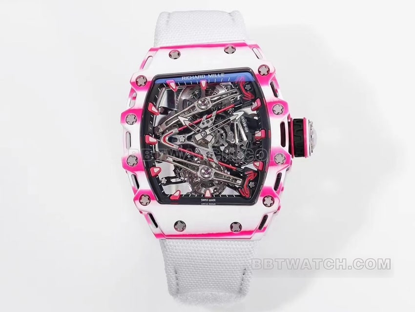 Richard Mille RM 38-02 Tourbillon Men's Top 1:1 Clone – White Fabric Skeleton Dial Mechanical Watch