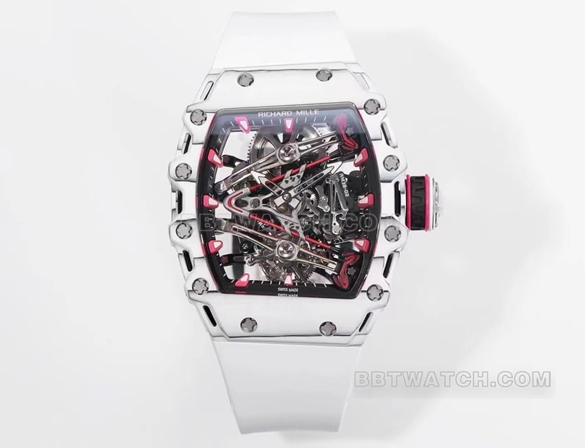 Richard Mille RM 38-02 golf-inspired skeleton tourbillon in pink-themed carbon fiber