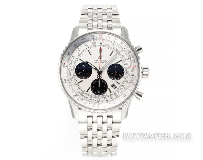 BLS V2 upgraded Breitling Navitimer 1 B01 Chronograph AB0121211G1A1 43mm silver panda dial 1:1 super clone