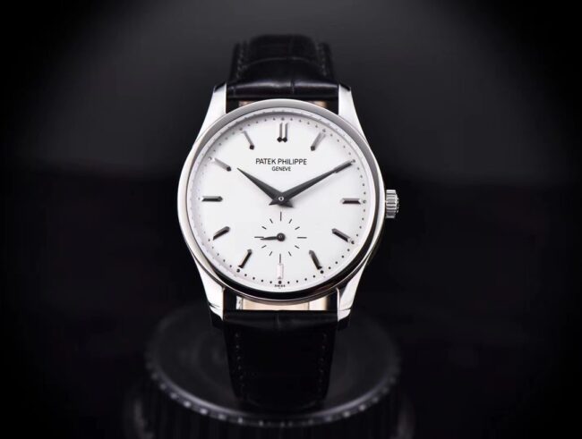 Patek Philippe men's classic watch 1:1 super clone watch silver gray plate leather strap model 5196G-001
