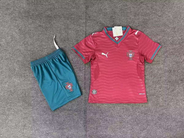 Portugal National Team Home field 2026World Cup jersey set Children's jersey Soccer uniform Clothing Shorts 16-28  2-13 YEARS