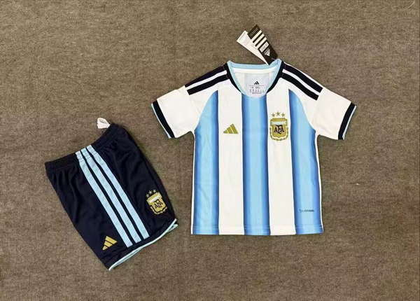 Argentina National Team Home field 2026World Cup jersey set Children's jersey Soccer uniform Clothing Shorts 16-28  2-13 YEARS