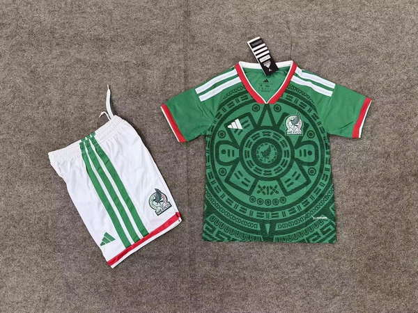 Mexico National Team Home field 2026World Cup jersey set Children's jersey Soccer uniform Clothing Shorts 16-28  2-13 YEARS
