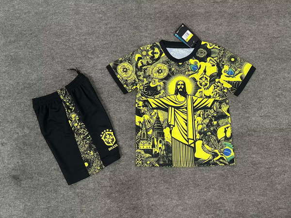 Brazil National Team Jesus 2026World Cup jersey set Children's jersey Soccer uniform Clothing Shorts 16-28  2-13 YEARS